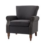 Cythnus Charcoal Linen Nailhead Trim Accent Armchair 7 Cythnus Charcoal Linen Nailhead Trim Accent Armchair