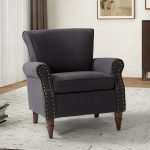Cythnus Charcoal Linen Nailhead Trim Accent Armchair 6 Cythnus Charcoal Linen Nailhead Trim Accent Armchair