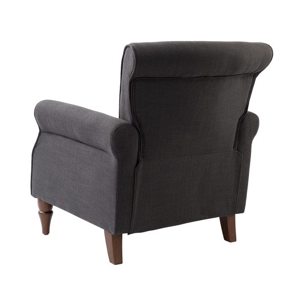 Cythnus Charcoal Linen Nailhead Trim Accent Armchair 2