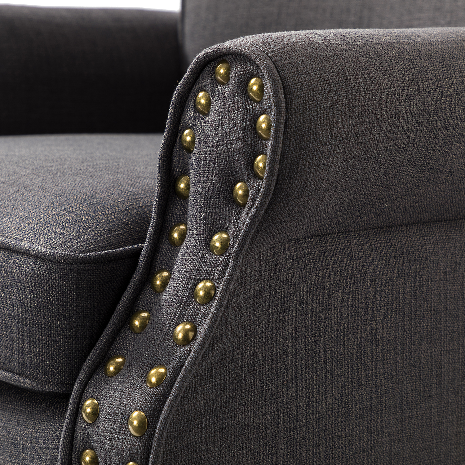 Cythnus Charcoal Linen Nailhead Trim Accent Armchair 5 Cythnus Charcoal Linen Nailhead Trim Accent Armchair - Image 5