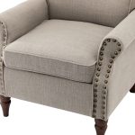 Cythnus Grey Linen Nailhead Trim Accent Armchair 10 Cythnus Grey Linen Nailhead Trim Accent Armchair