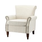 Cythnus Ivory Linen Nailhead Trim Accent Armchair 7 Cythnus Ivory Linen Nailhead Trim Accent Armchair