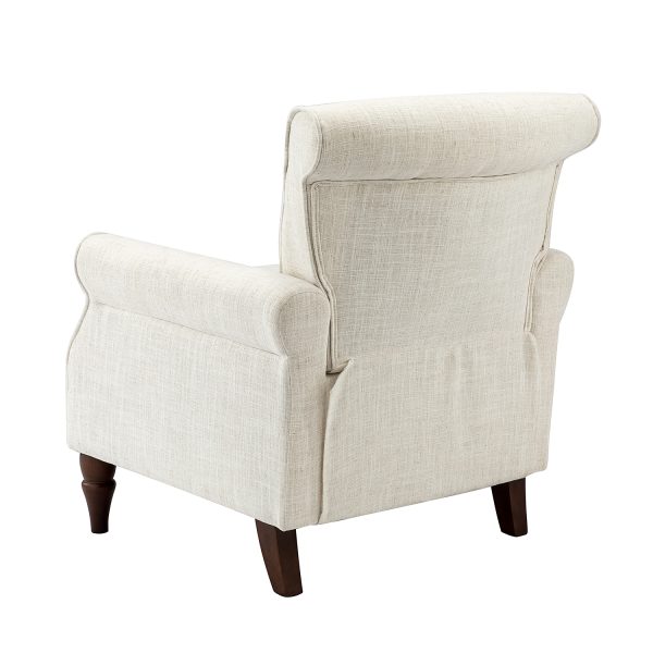 Cythnus Ivory Linen Nailhead Trim Accent Armchair 2