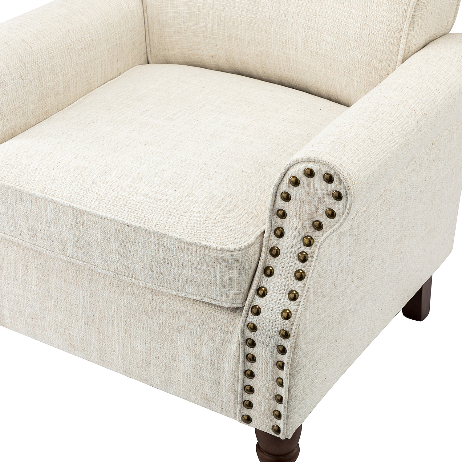 Cythnus Ivory Linen Nailhead Trim Accent Armchair 5 Cythnus Ivory Linen Nailhead Trim Accent Armchair - Image 5