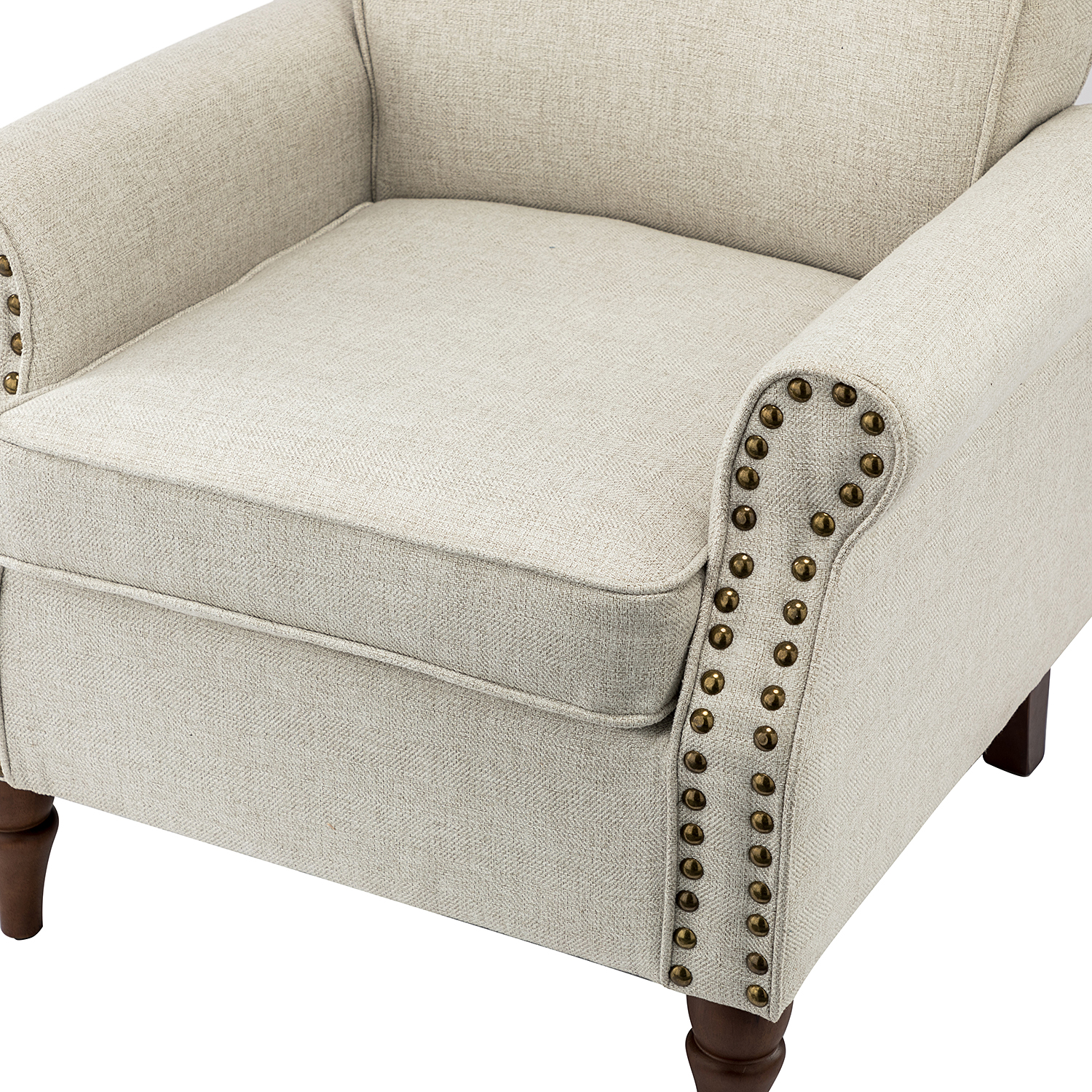 Cythnus Oatmeal Linen Nailhead Trim Accent Armchair 5 Cythnus Oatmeal Linen Nailhead Trim Accent Armchair - Image 5