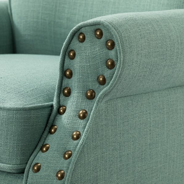 Cythnus Sage Linen Nailhead Trim Accent Armchair 4