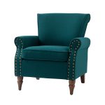 Cythnus Teal Linen Nailhead Trim Accent Armchair 7 Cythnus Teal Linen Nailhead Trim Accent Armchair