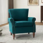 Cythnus Teal Linen Nailhead Trim Accent Armchair 6 Cythnus Teal Linen Nailhead Trim Accent Armchair
