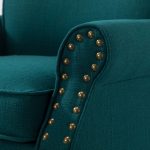 Cythnus Teal Linen Nailhead Trim Accent Armchair 10 Cythnus Teal Linen Nailhead Trim Accent Armchair
