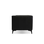 DALTON Vintage Black Leather Sofa with Black Powder Coated Legs