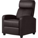 Dark Brown Faux Leather Push Back Recliner Chair Adjustable Settings