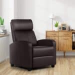 Dark Brown Faux Leather Push Back Recliner Chair Adjustable Settings