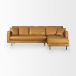 D'Arcy 111"L x 70"D x 33"H Tan Leather Right Chaise Sectional