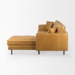 D'Arcy 111"L x 70"D x 33"H Tan Leather Right Chaise Sectional