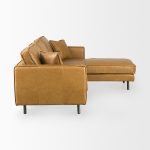 D'Arcy 111"L x 70"D x 33"H Tan Leather Right Chaise Sectional