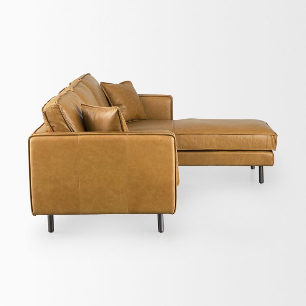 DArcy 111L x 70D x 33H Tan Leather Right Chaise Sectional 6