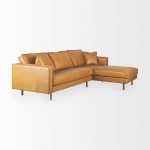D'Arcy 111"L x 70"D x 33"H Tan Leather Right Chaise Sectional