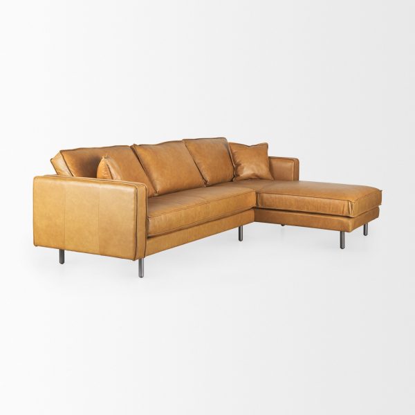DArcy 111L x 70D x 33H Tan Leather Right Chaise Sectional 7