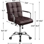 Dark Brown Faux Leather Mid-Back Office Chair with Wheels 8 Dark Brown Faux Leather Mid-Back Office Chair with Wheels