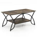 Rustic 2 Tier Coffee Table with Curved Metal Legs 7 Rustic 2 Tier Coffee Table with Curved Metal Legs