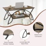 Rustic 2 Tier Coffee Table with Curved Metal Legs 9 Rustic 2 Tier Coffee Table with Curved Metal Legs