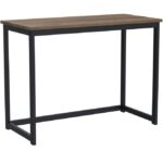 Modern Small Home Office Desk Brown Wood Top Metal Frame