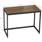 Modern Small Home Office Desk Brown Wood Top Metal Frame