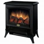 Compact Black Electric Fireplace Heater with Realistic Flame Effect