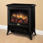 Compact Black Electric Fireplace Heater with Realistic Flame Effect
