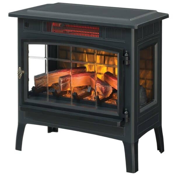 Black Infrared Quartz Electric Fireplace Stove Heater with 3D Flames