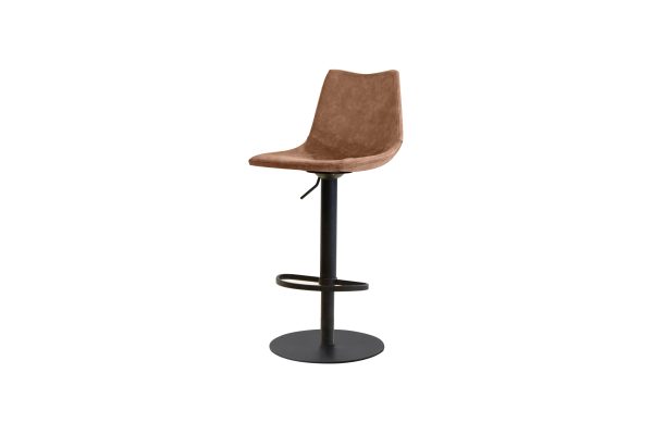 DERBY Vintage Tan Leatherette Hydraulic Bar Stool Black Base 2