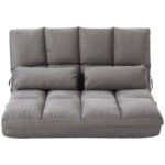 Dark Grey Adjustable Floor Sofa Bed Recliner with Suede Fabric