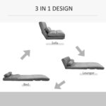 Dark Grey Adjustable Floor Sofa Bed Recliner with Suede Fabric