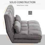 Dark Grey Adjustable Floor Sofa Bed Recliner with Suede Fabric
