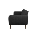 Dark Grey Mid-Century Futon Sofa Bed with Wooden Legs