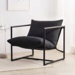 Modern Dark Grey Upholstered Accent Chair with Sturdy Metal Frame 6 Modern Dark Grey Upholstered Accent Chair with Sturdy Metal Frame