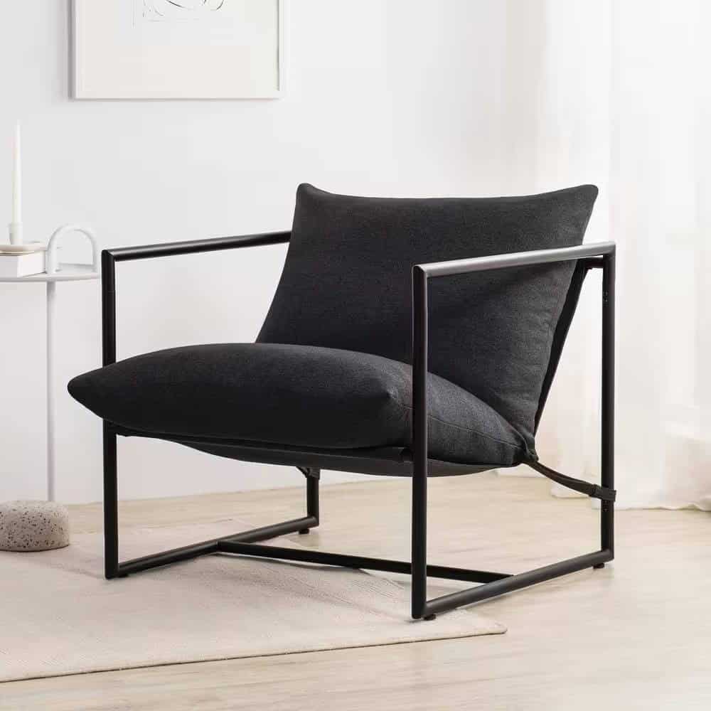 Modern Dark Grey Upholstered Accent Chair with Sturdy Metal Frame 1 Modern Dark Grey Upholstered Accent Chair with Sturdy Metal Frame