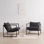 Modern Dark Grey Upholstered Accent Chair with Sturdy Metal Frame 8 Modern Dark Grey Upholstered Accent Chair with Sturdy Metal Frame