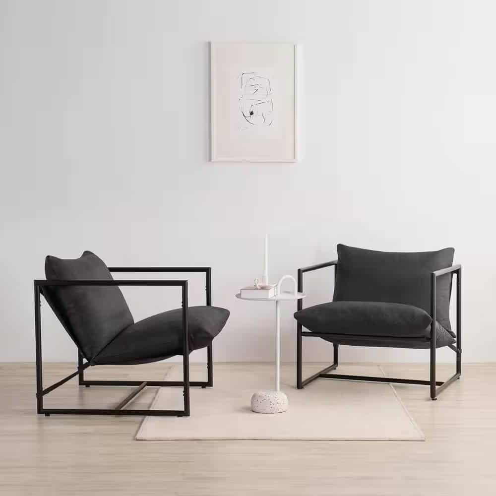 Modern Dark Grey Upholstered Accent Chair with Sturdy Metal Frame 3 Modern Dark Grey Upholstered Accent Chair with Sturdy Metal Frame - Image 3
