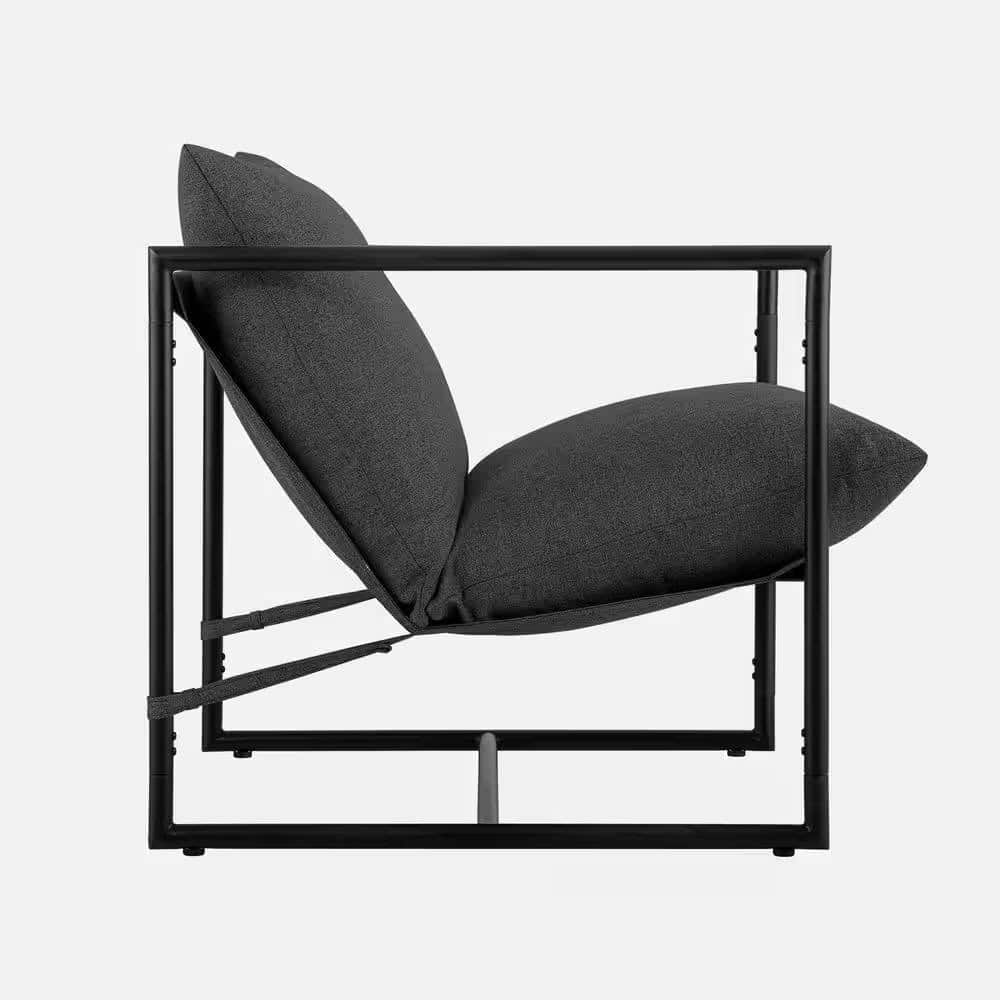 Modern Dark Grey Upholstered Accent Chair with Sturdy Metal Frame 4 Modern Dark Grey Upholstered Accent Chair with Sturdy Metal Frame - Image 4