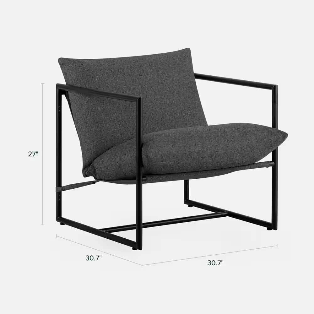 Modern Dark Grey Upholstered Accent Chair with Sturdy Metal Frame 5 Modern Dark Grey Upholstered Accent Chair with Sturdy Metal Frame - Image 5