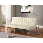 Vanilla Faux Leather Multi-Position Futon Sofa with Chrome Legs