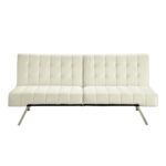 Vanilla Faux Leather Multi-Position Futon Sofa with Chrome Legs