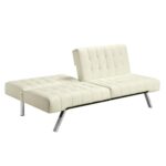 Vanilla Faux Leather Multi-Position Futon Sofa with Chrome Legs