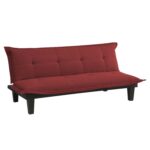 Red Microfiber Sleeper Sofa Futon with Click-Clack Mechanism