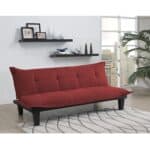 Red Microfiber Sleeper Sofa Futon with Click-Clack Mechanism
