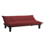 Red Microfiber Sleeper Sofa Futon with Click-Clack Mechanism