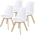 Modern White Shell Dining Chairs Beechwood Legs Upholstered Seats (Set of 4)