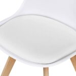 Modern White Shell Dining Chairs Beechwood Legs Upholstered Seats (Set of 4)