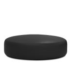 DISC Black Leatherette 40" Round Ottoman Pine Wood Frame